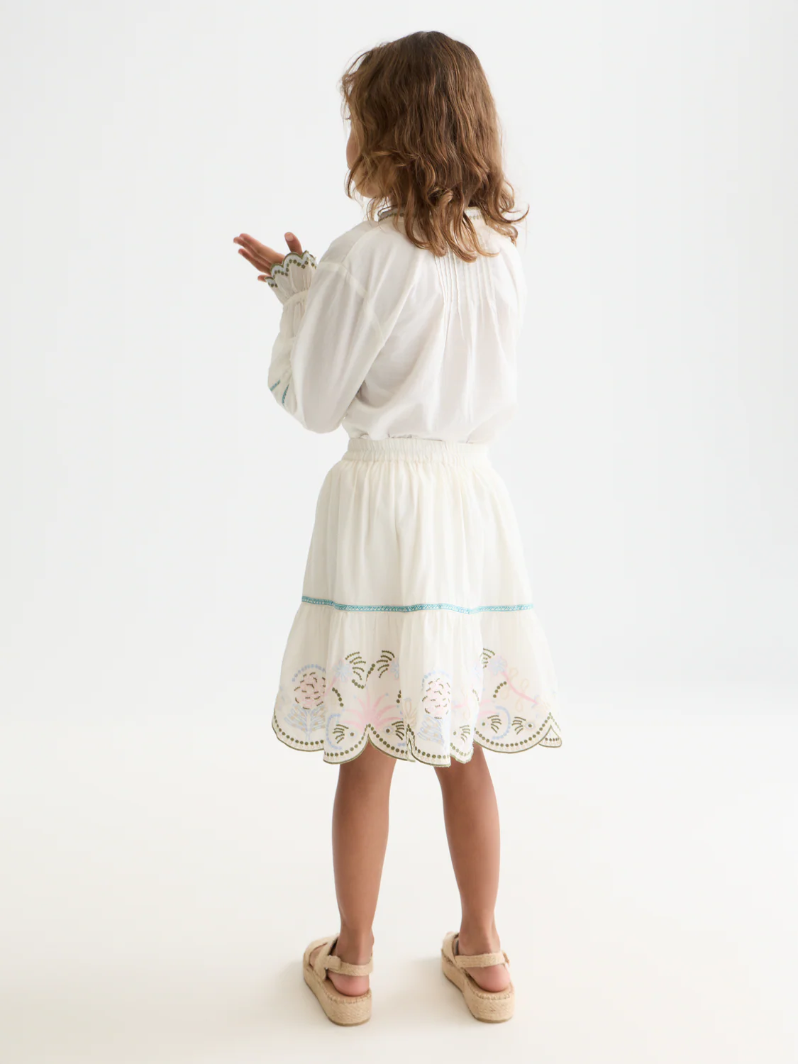 Girls Embroidered cotton skirt - Image 4
