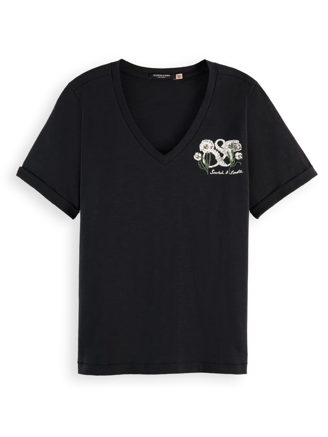 V-neck embroidered artwork T-shirt - Image 12