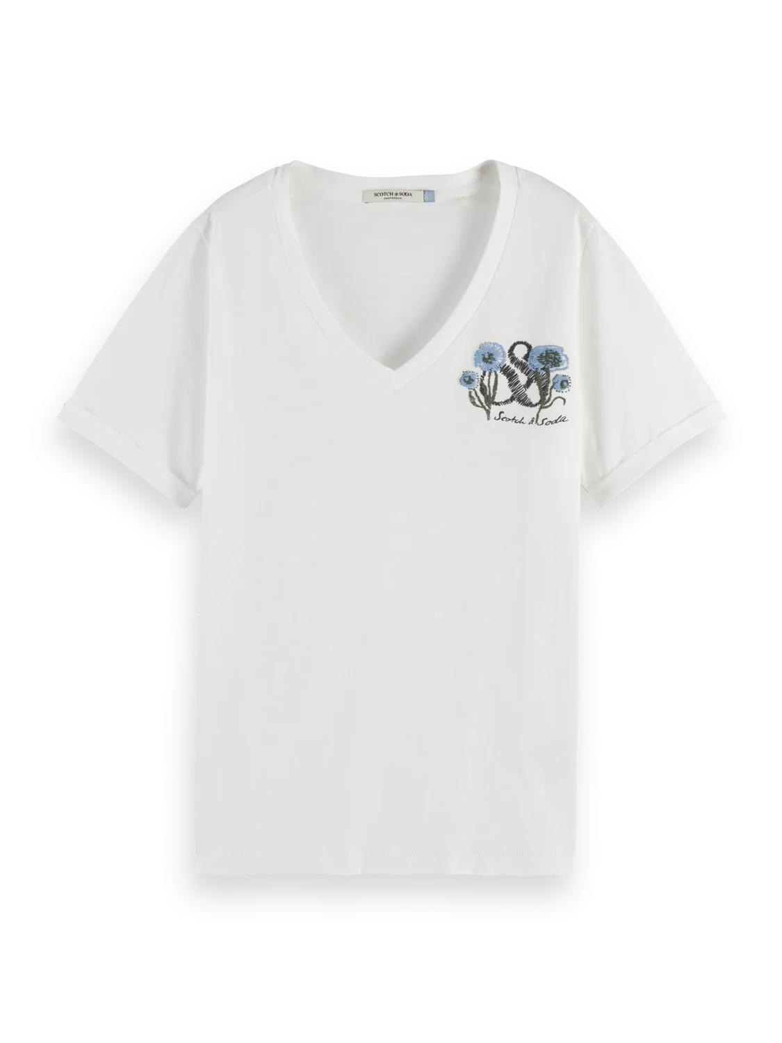 V-neck embroidered artwork T-shirt - Image 5
