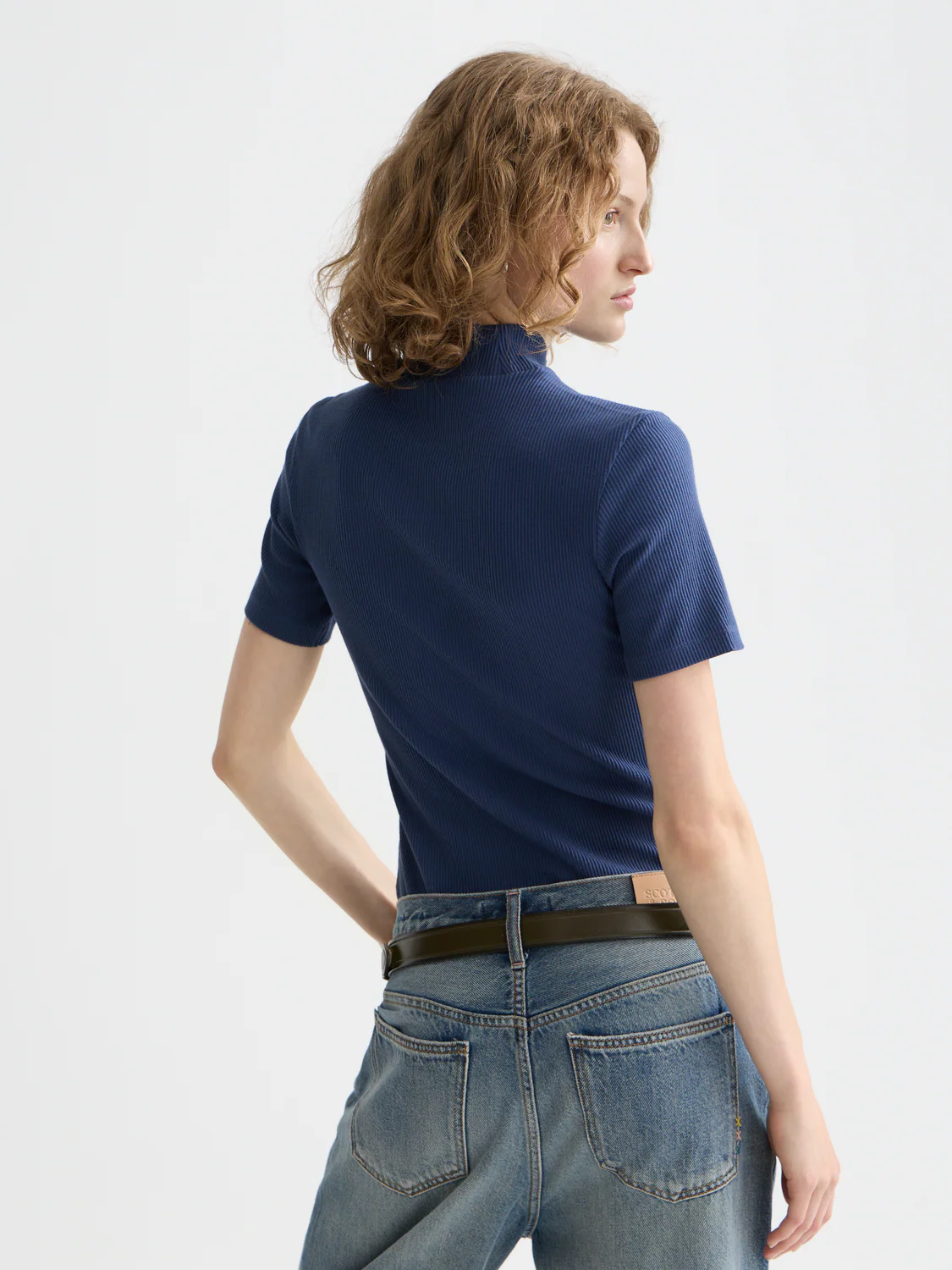 Mock neck rib T-shirt - Image 4