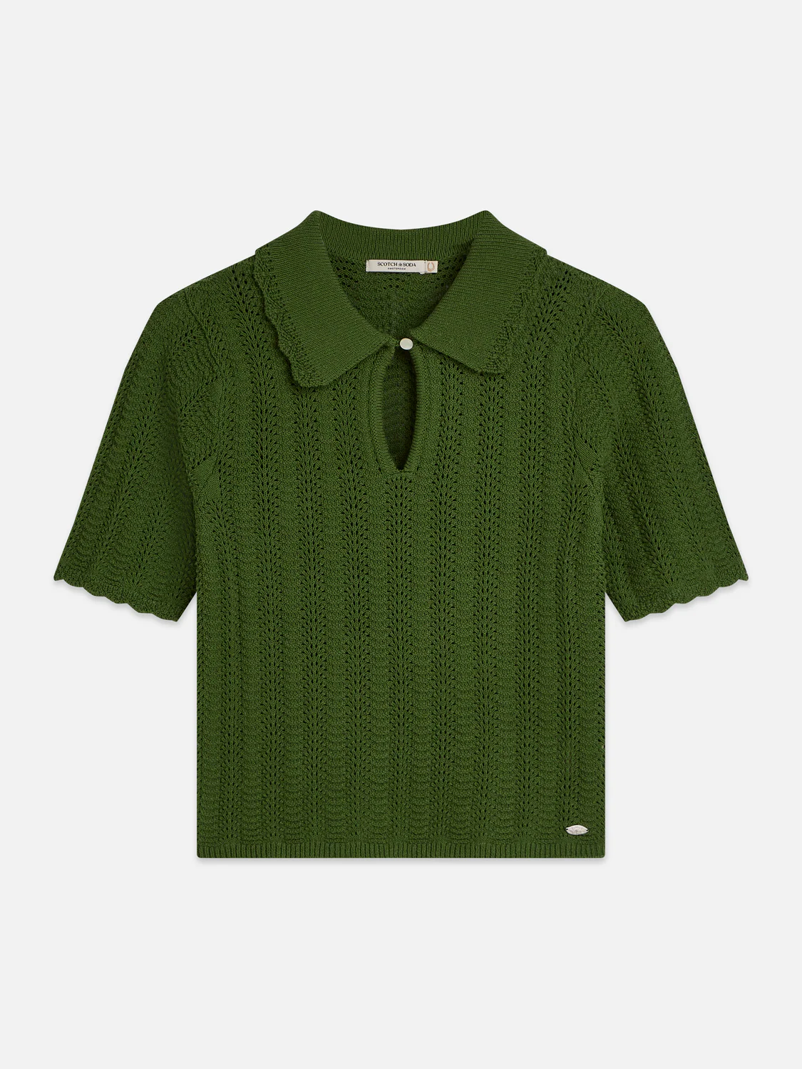 Pointelle collared knitted top - Image 5