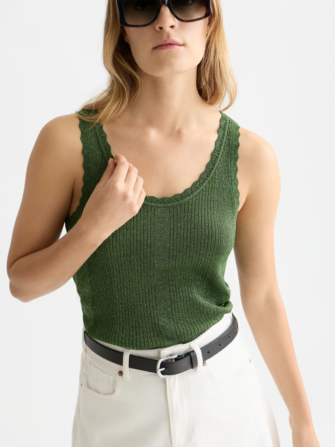 Metallic ribbed knitted tank - Image 3