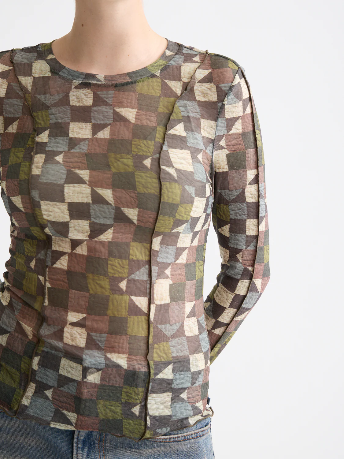 All over printed mesh long sleeve T-shirt - Image 10