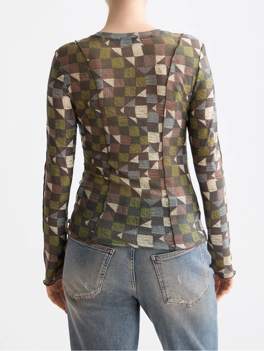 All over printed mesh long sleeve T-shirt - Image 11