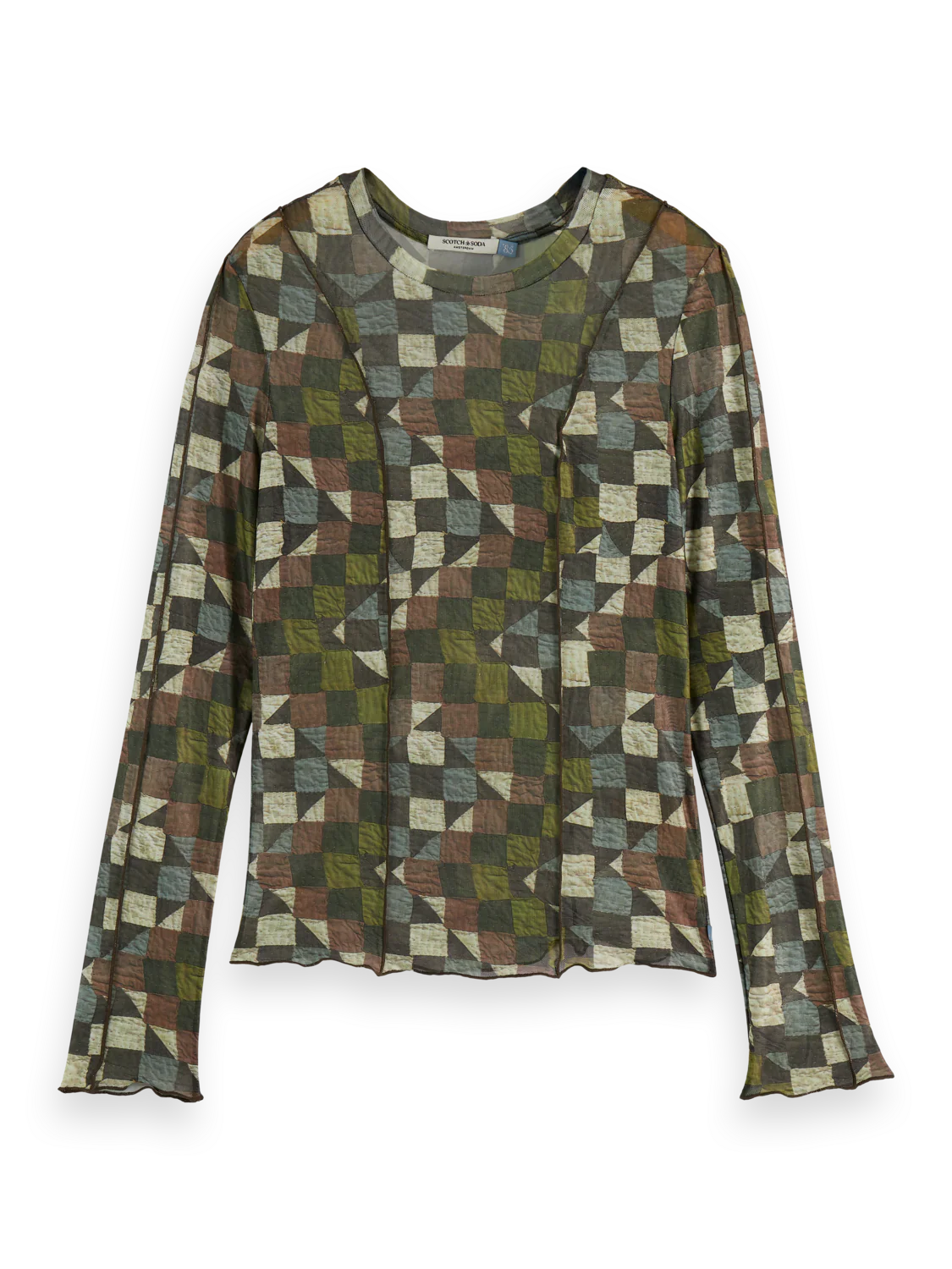 All over printed mesh long sleeve T-shirt - Image 12