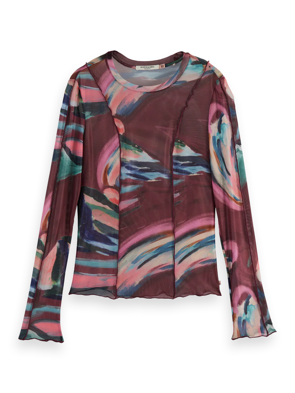 All over printed mesh long sleeve T-shirt - Image 5