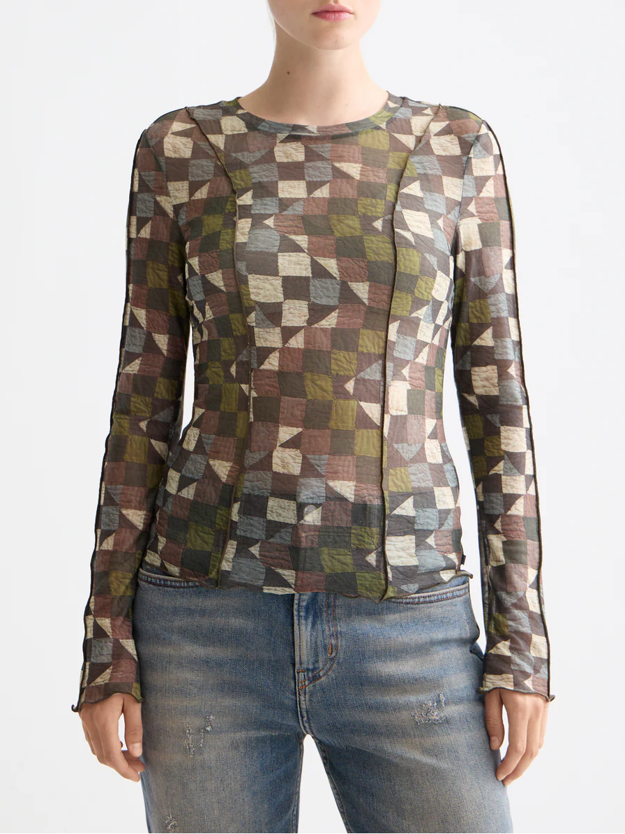 All over printed mesh long sleeve T-shirt - Image 8