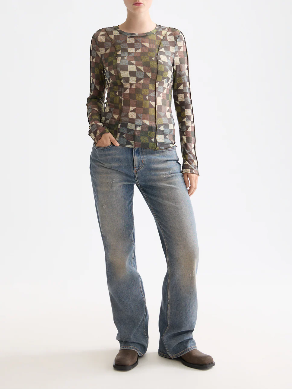 All over printed mesh long sleeve T-shirt - Image 9