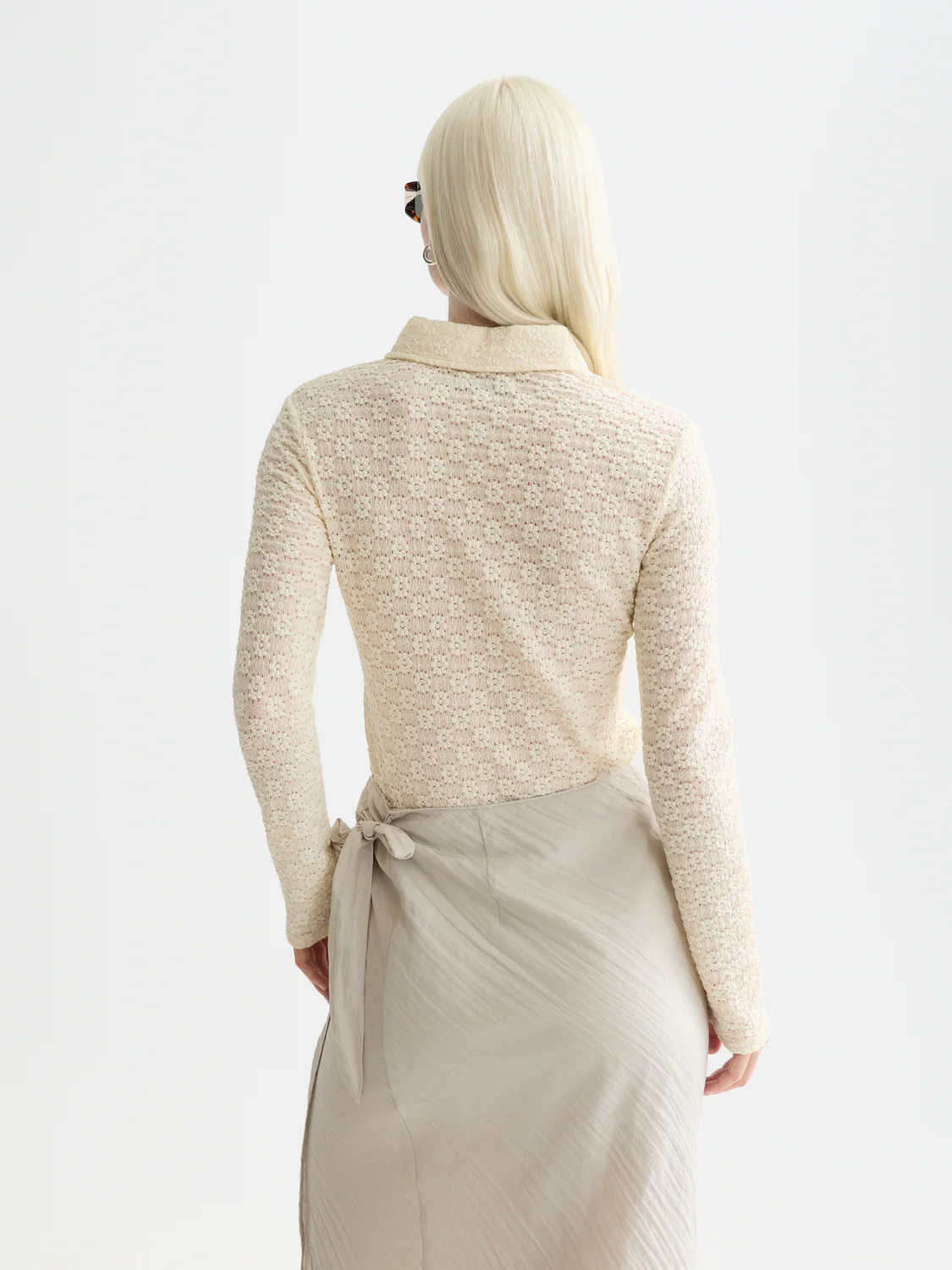 Zip up open structure long sleeve top - Image 4