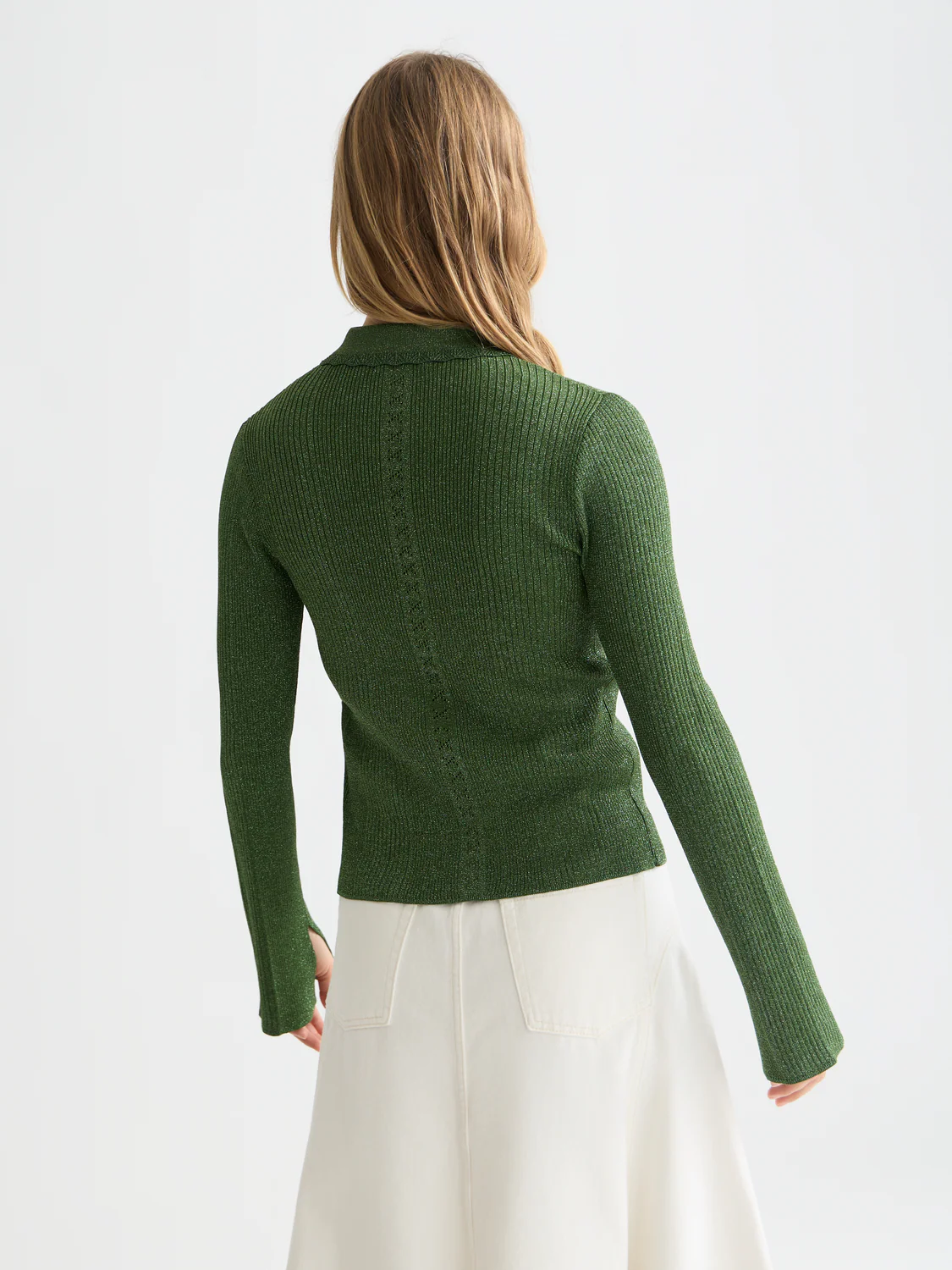 Metallic ribbed collared cardigan - Image 4