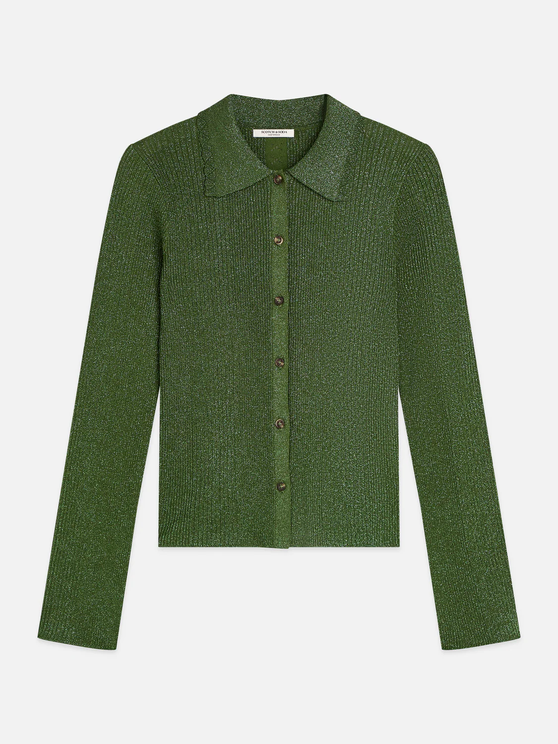 Metallic ribbed collared cardigan - Image 5